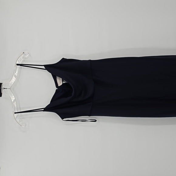 BHLDN Cali Satin Cowl-Neck Midi Slip Dress Navy Blue Size 12 - Picture 2 of 12